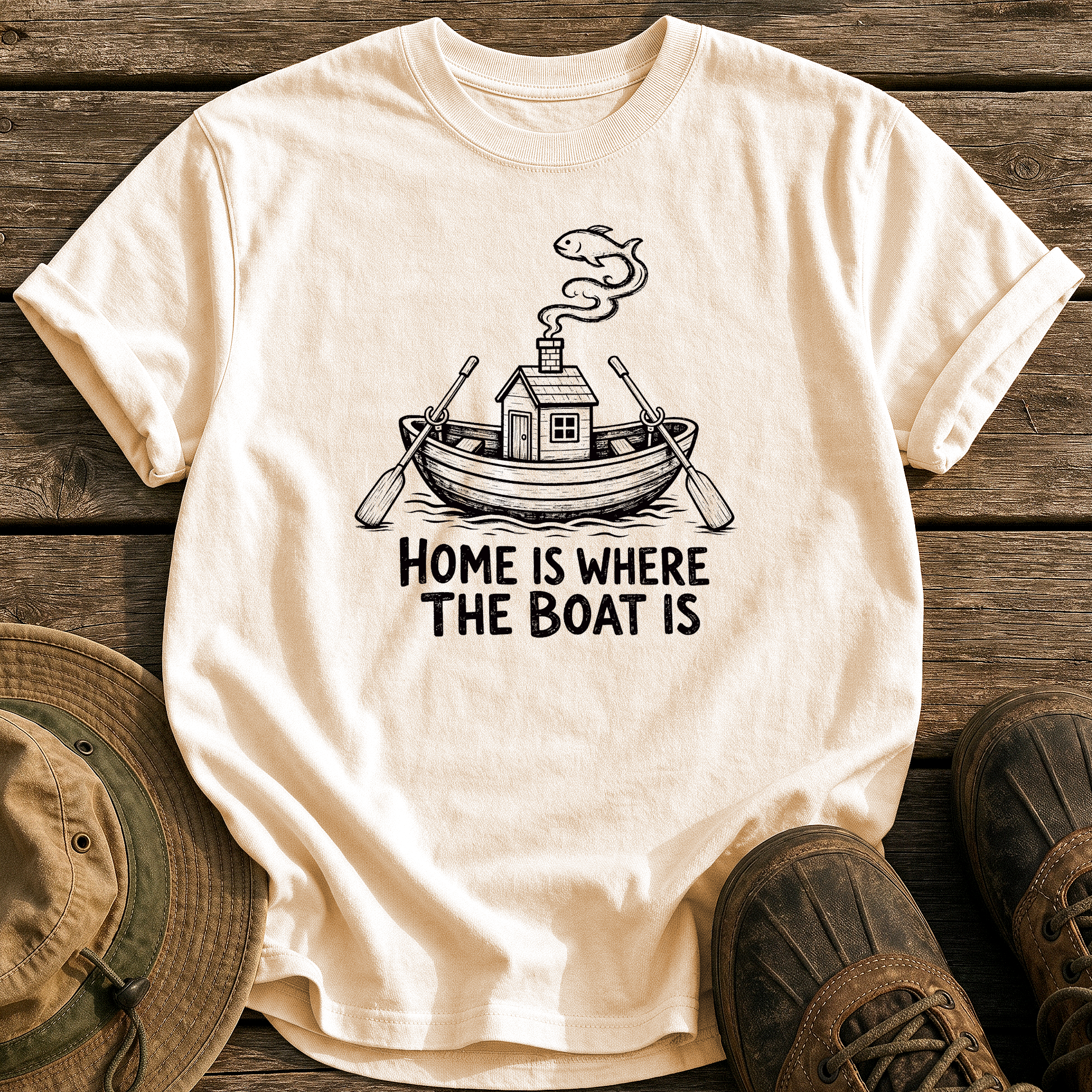 Home Is the Boat tee - Ivory - front