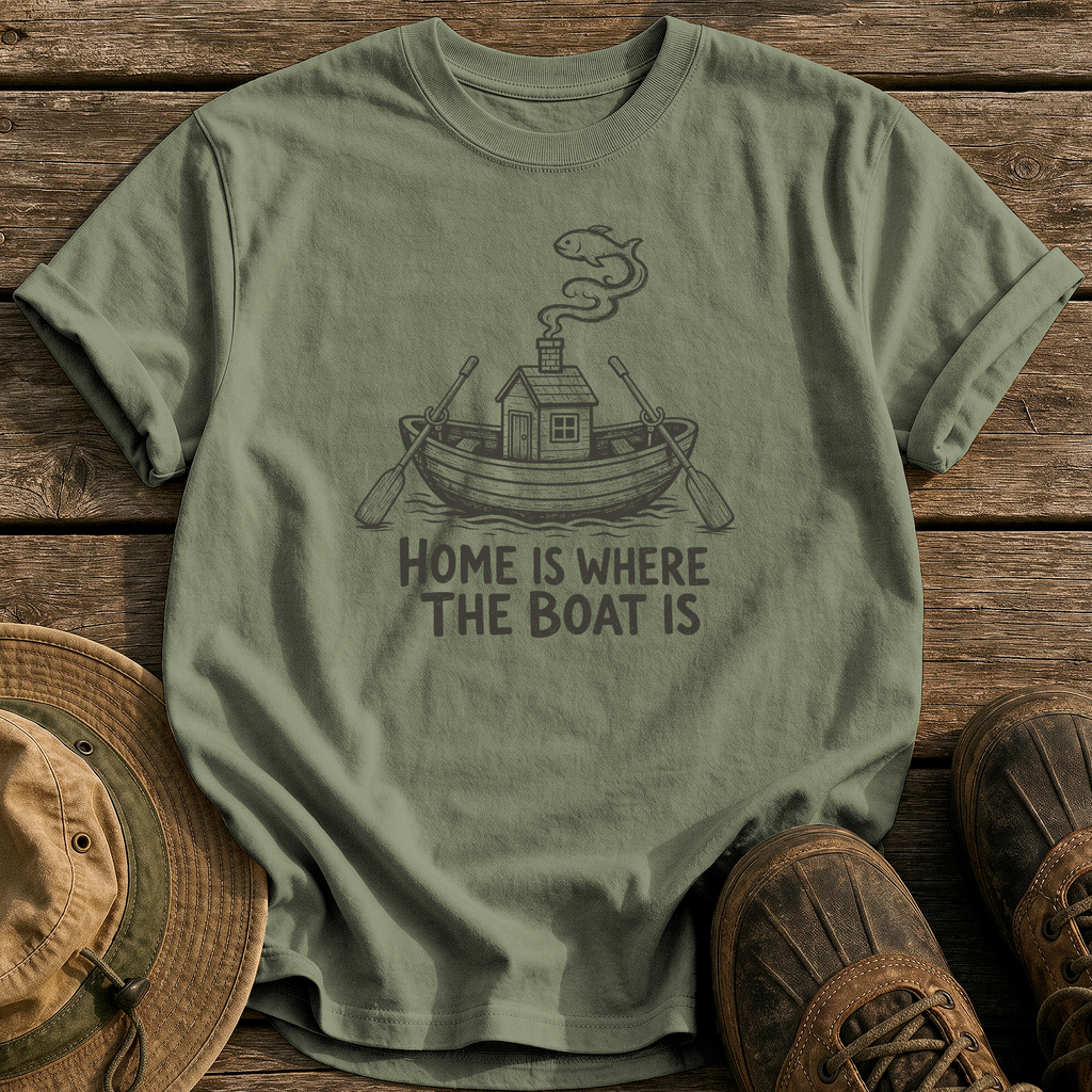 Home Is the Boat tee - Sage - front