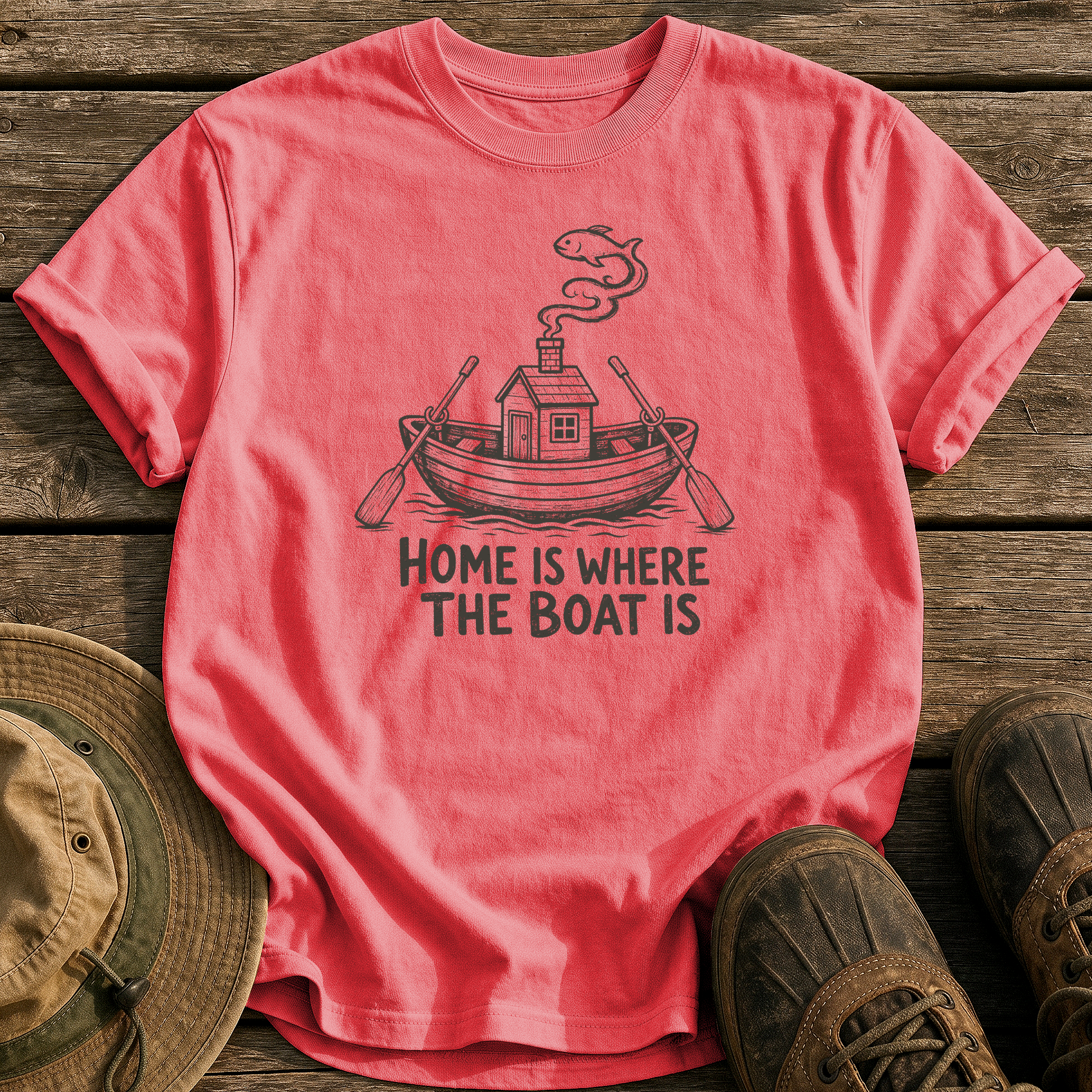 Home Is the Boat tee - Watermelon - front