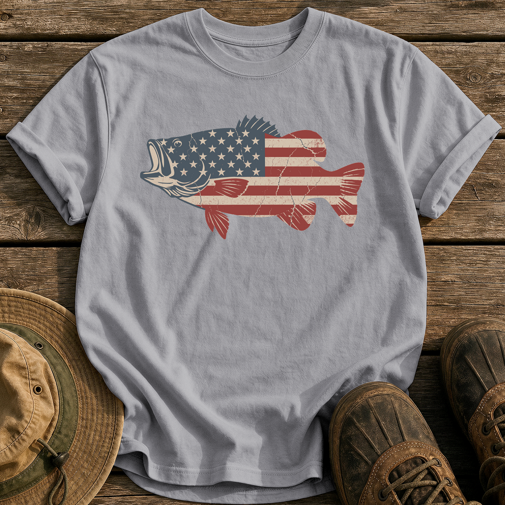 American Flag Bass tee - Grey - front