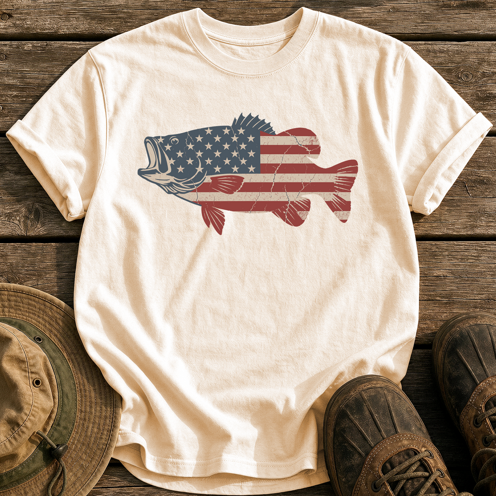 American Flag Bass tee - Ivory - front