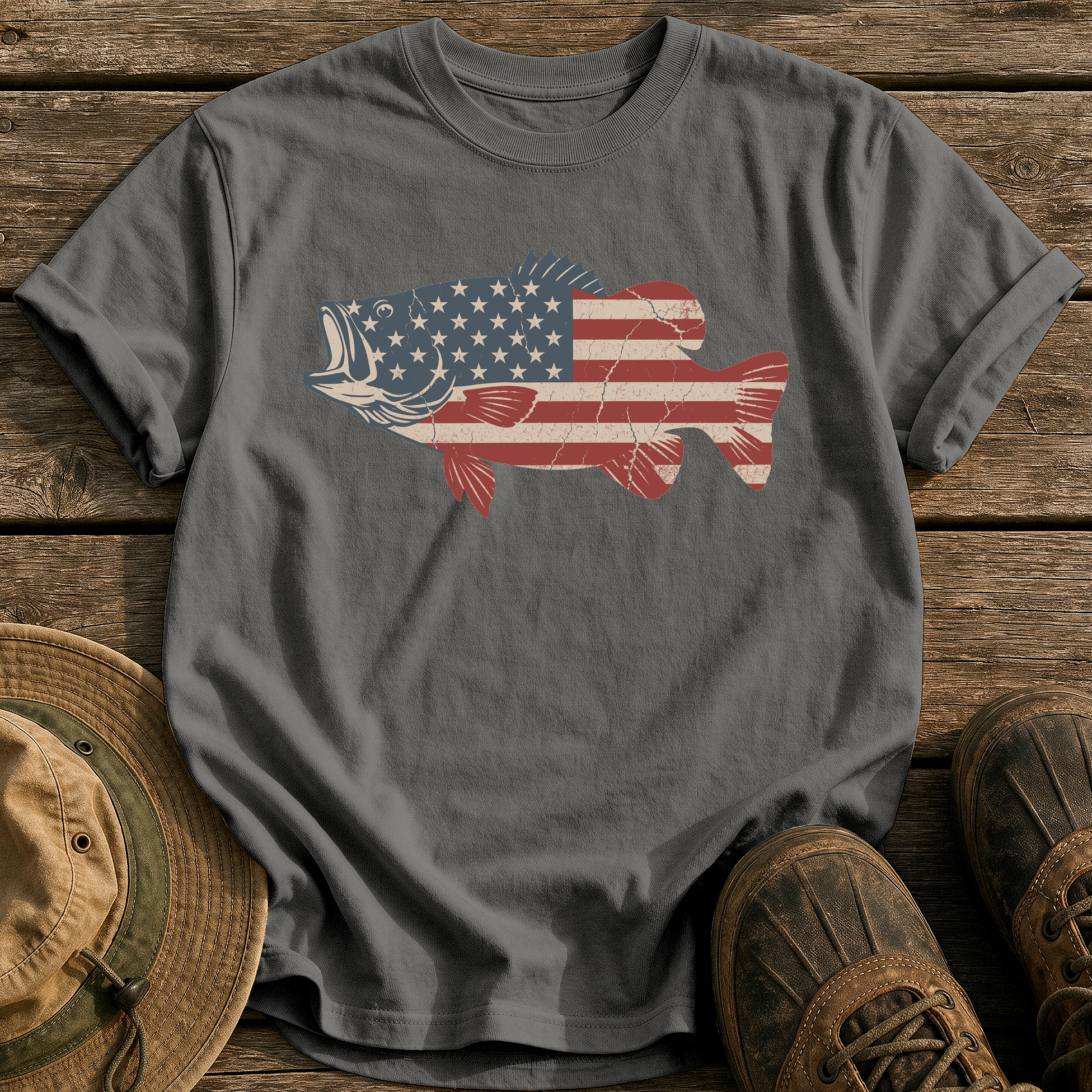 American Flag Bass tee - Pepper - front