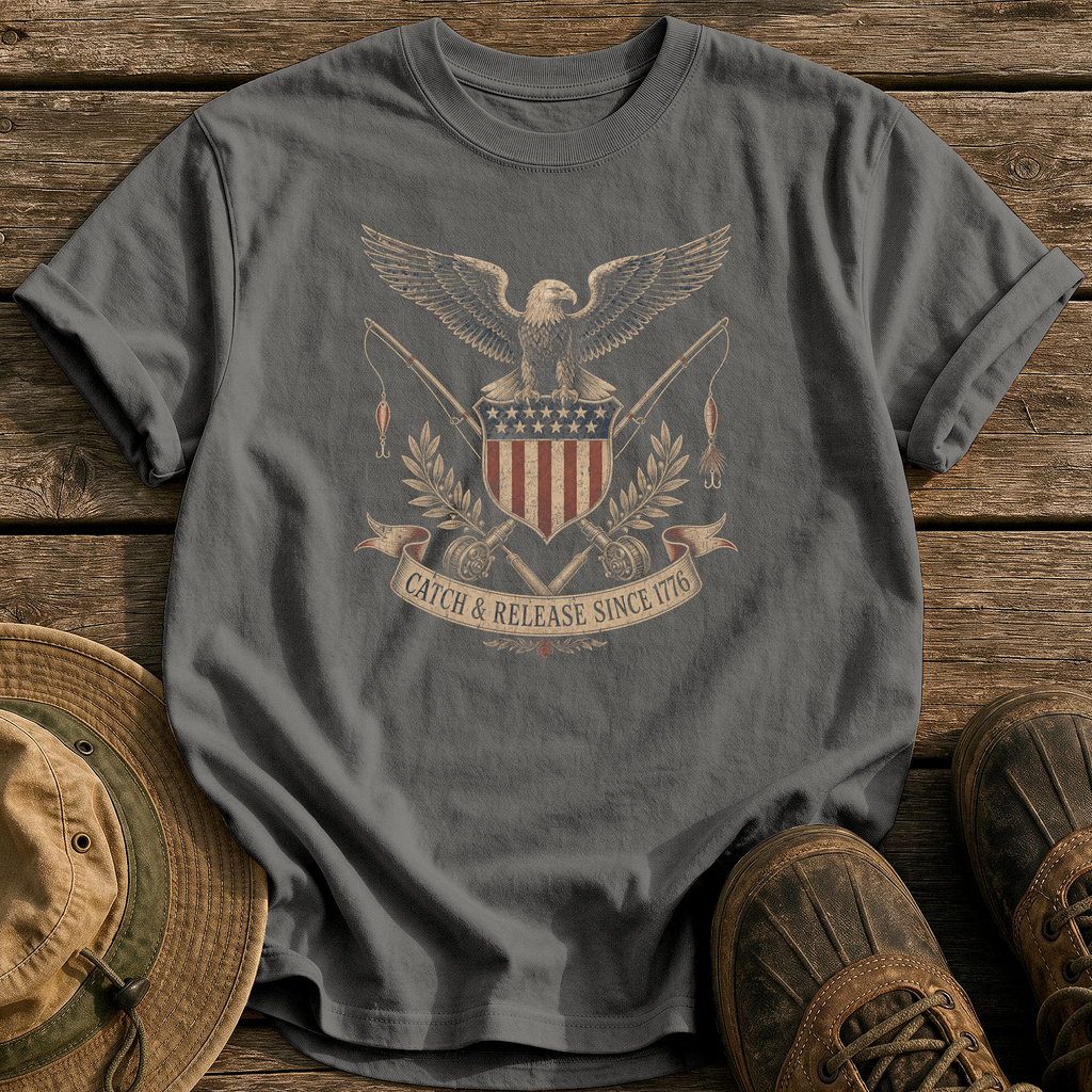 Catch & Release Since 1776 tee - Pepper - front