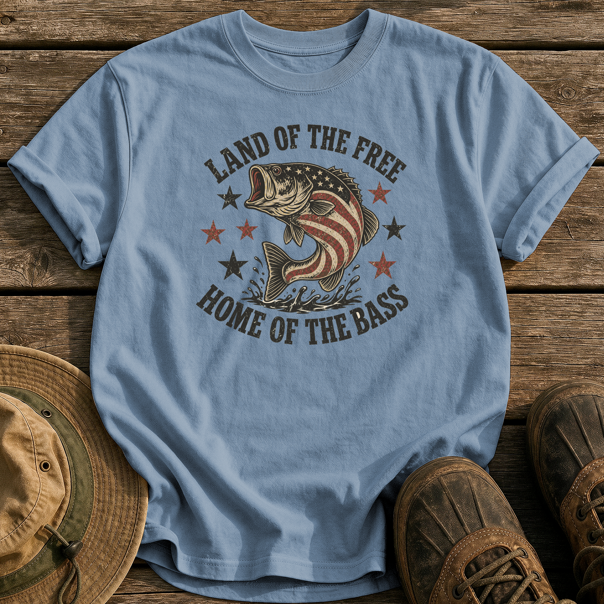 Land of the Free tee - Blue Jean - front