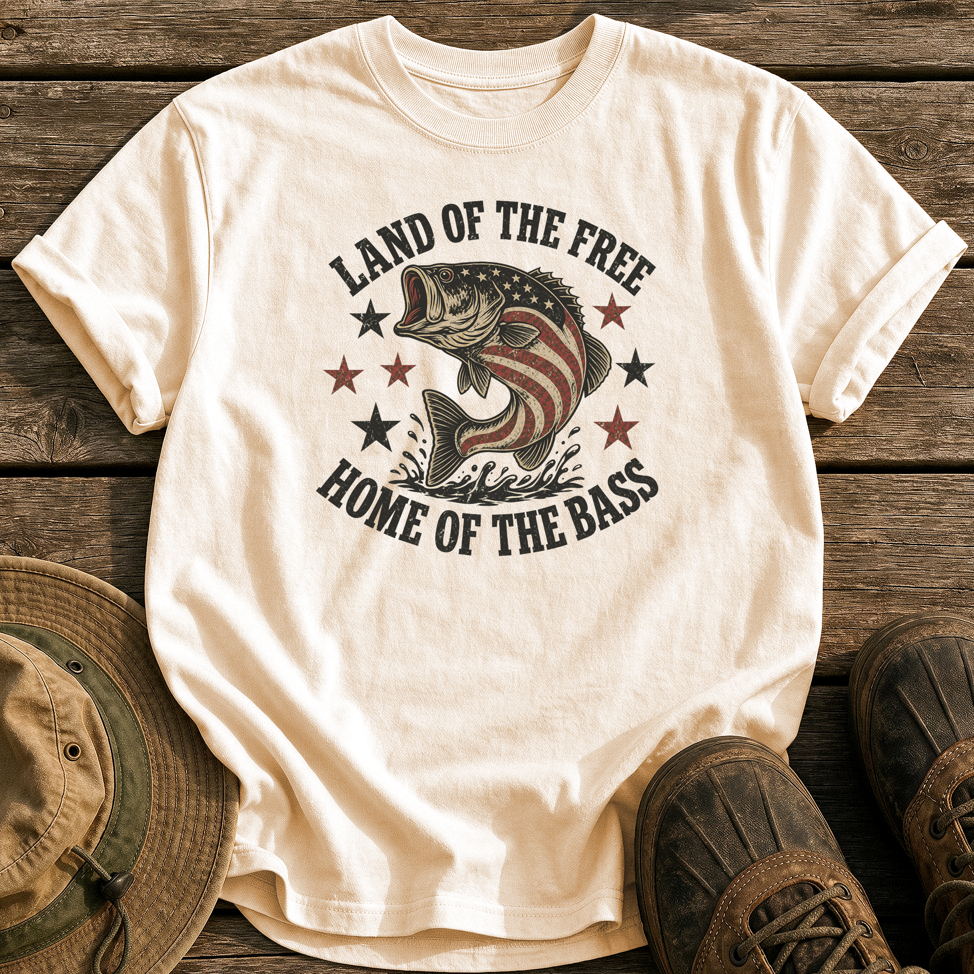 Land of the Free tee - Ivory - front