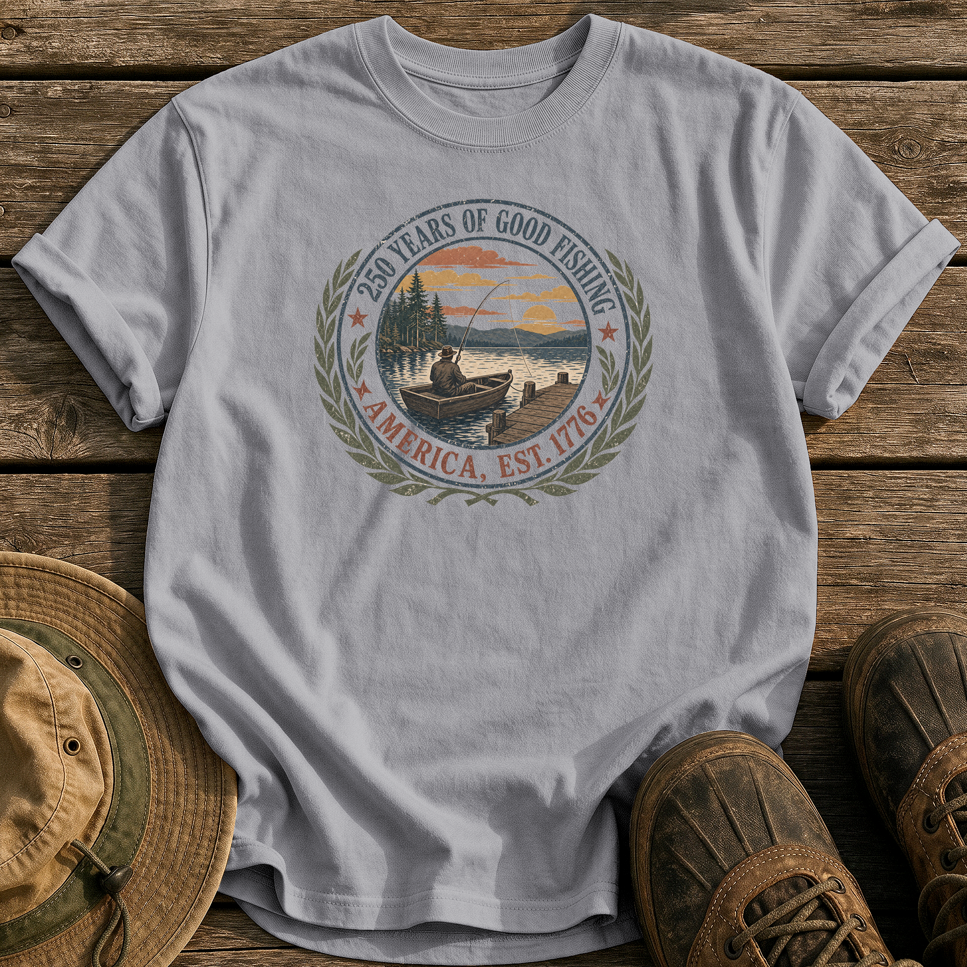 250 Years of Good Fishing tee - Grey - front