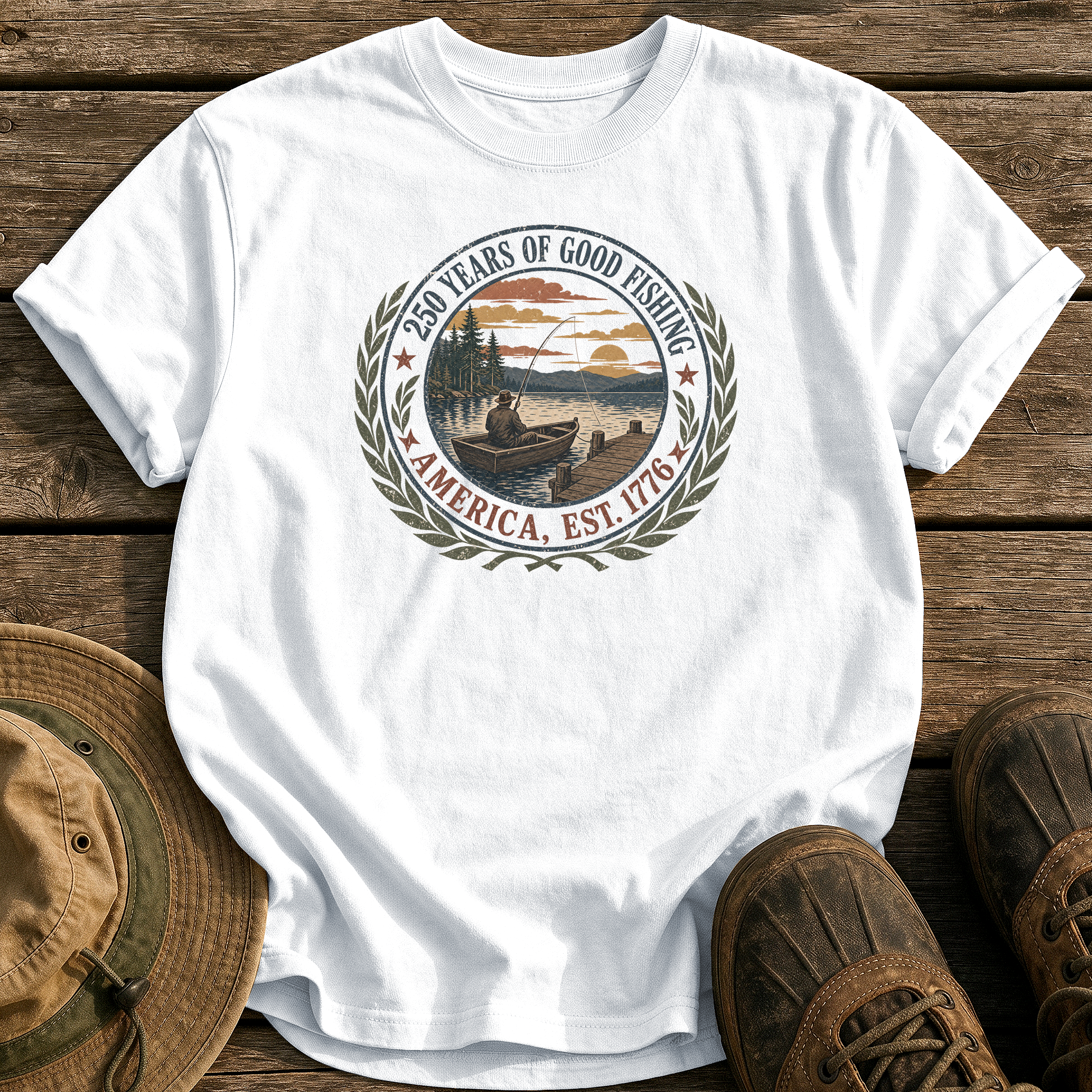 250 Years of Good Fishing tee - White - front
