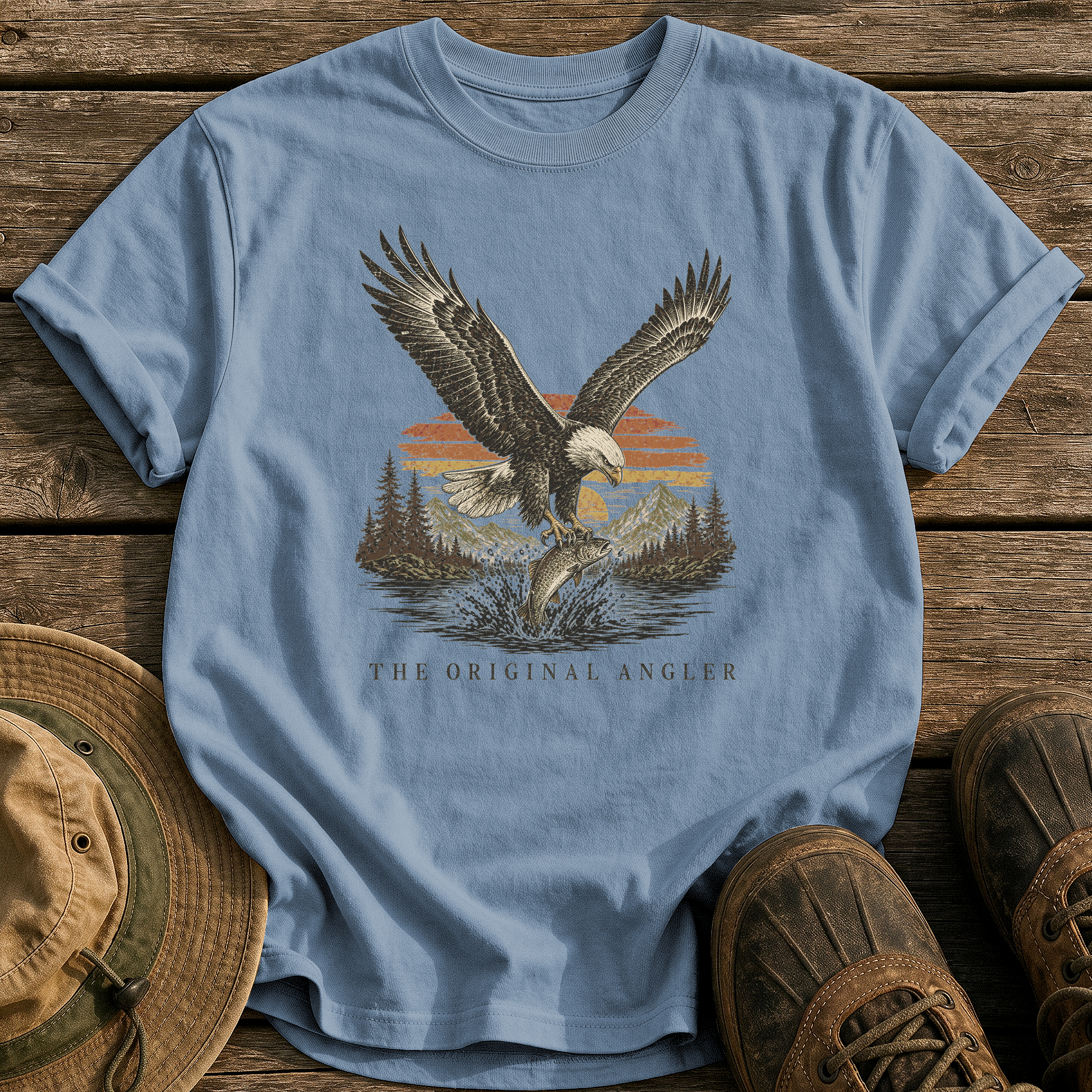 The Original Angler tee - Blue Jean - front