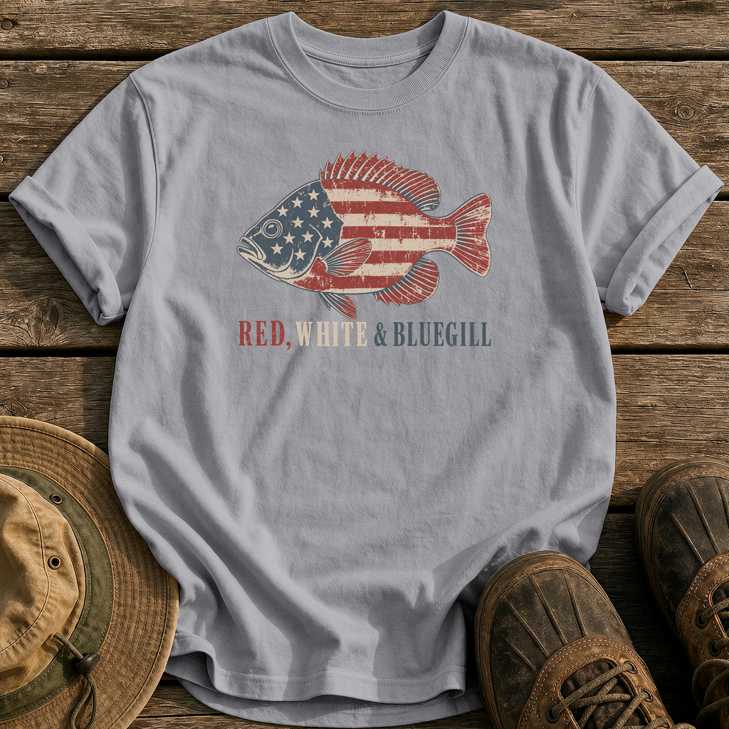 Red, White & Bluegill tee - Grey - front