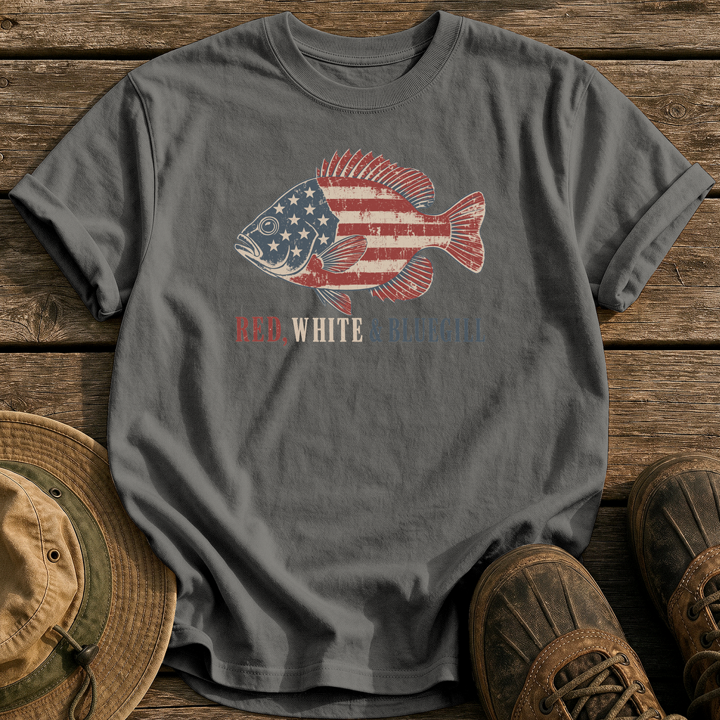 Red, White & Bluegill tee - Pepper - front
