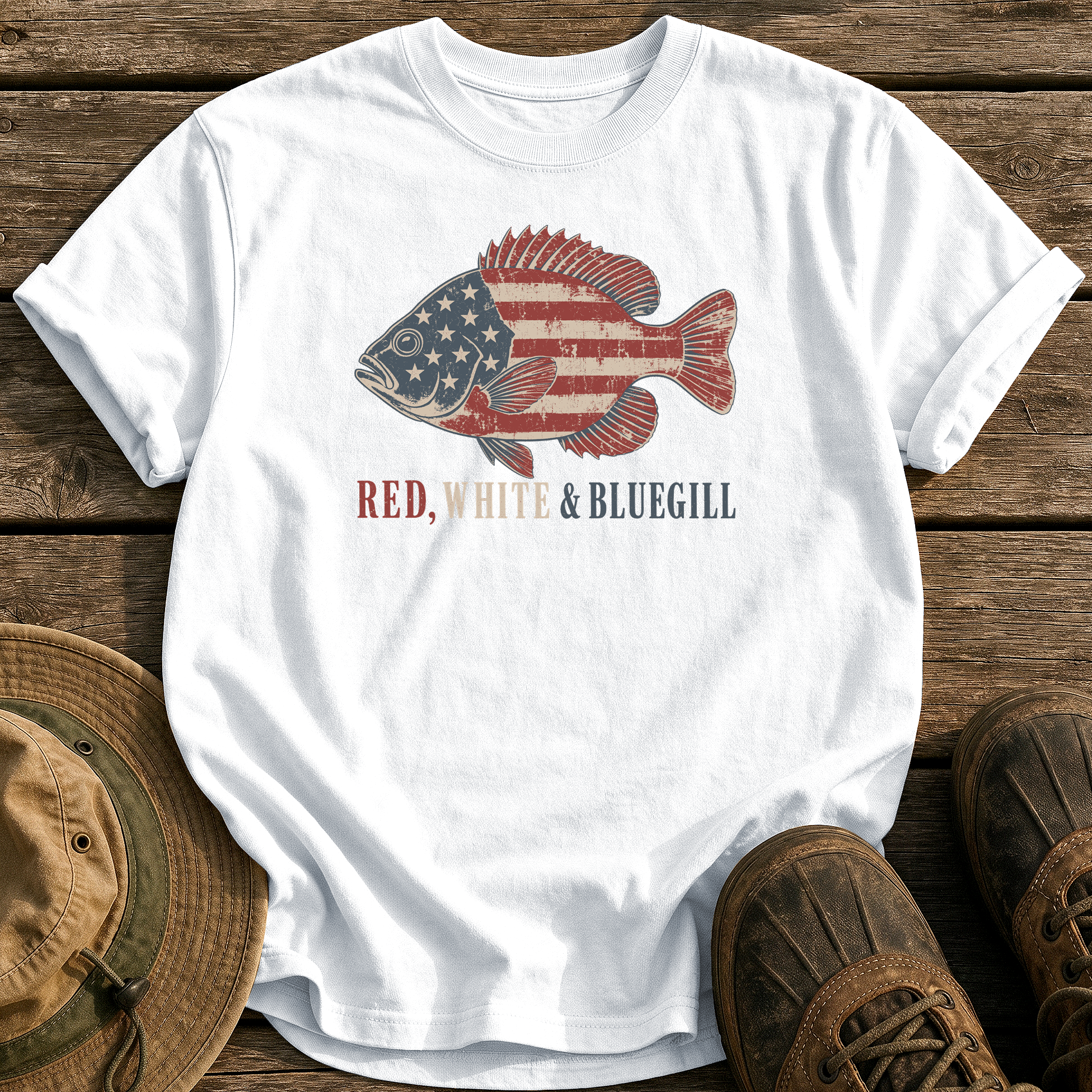 Red, White & Bluegill tee - White - front