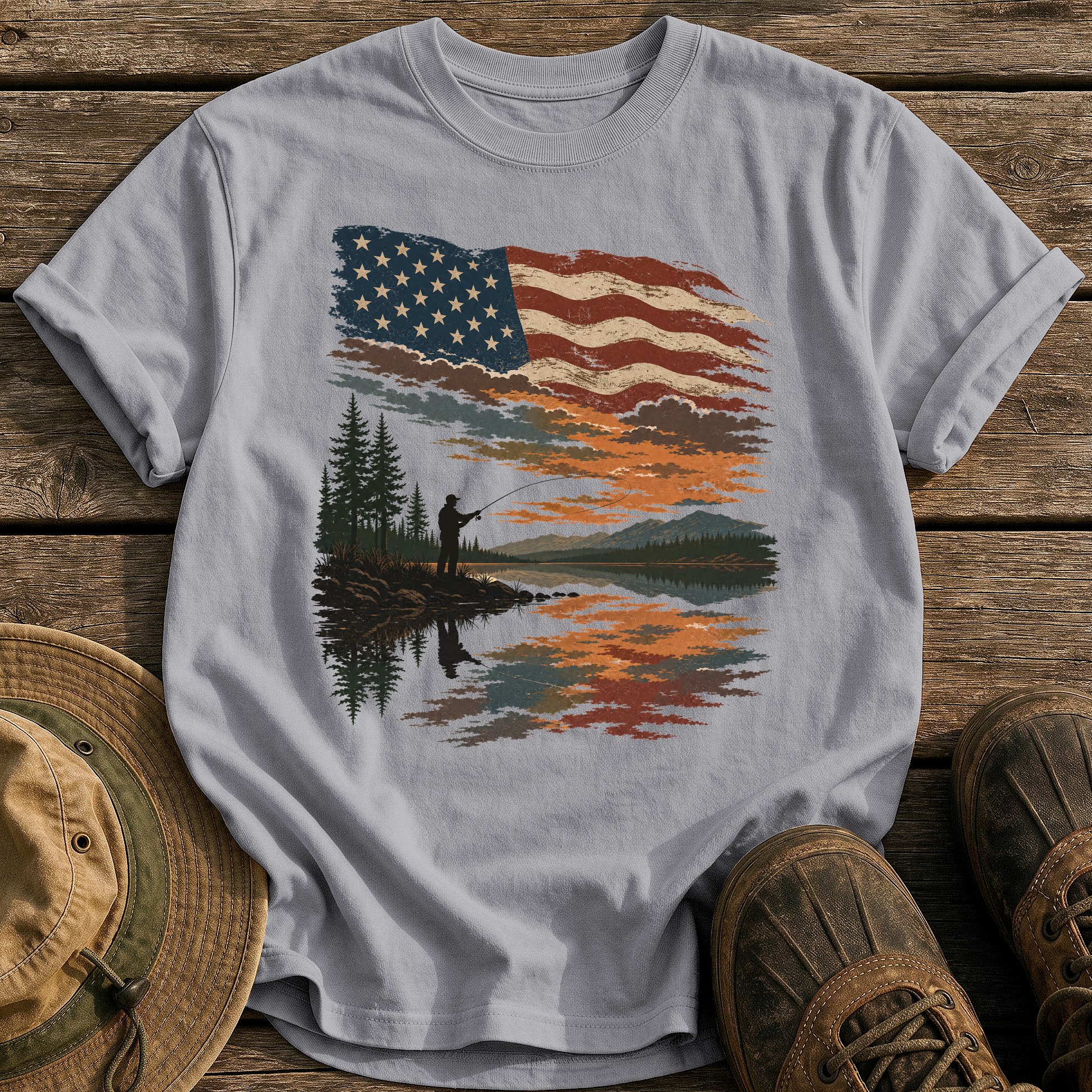 Flag Sky Still Water tee - Grey - front