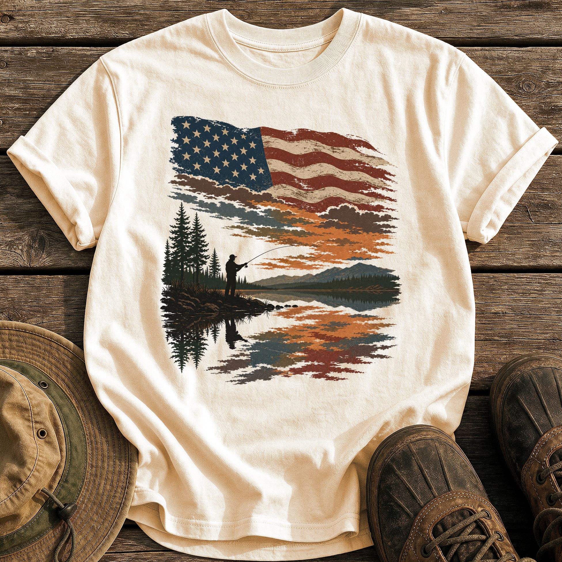 Flag Sky Still Water tee - Ivory - front