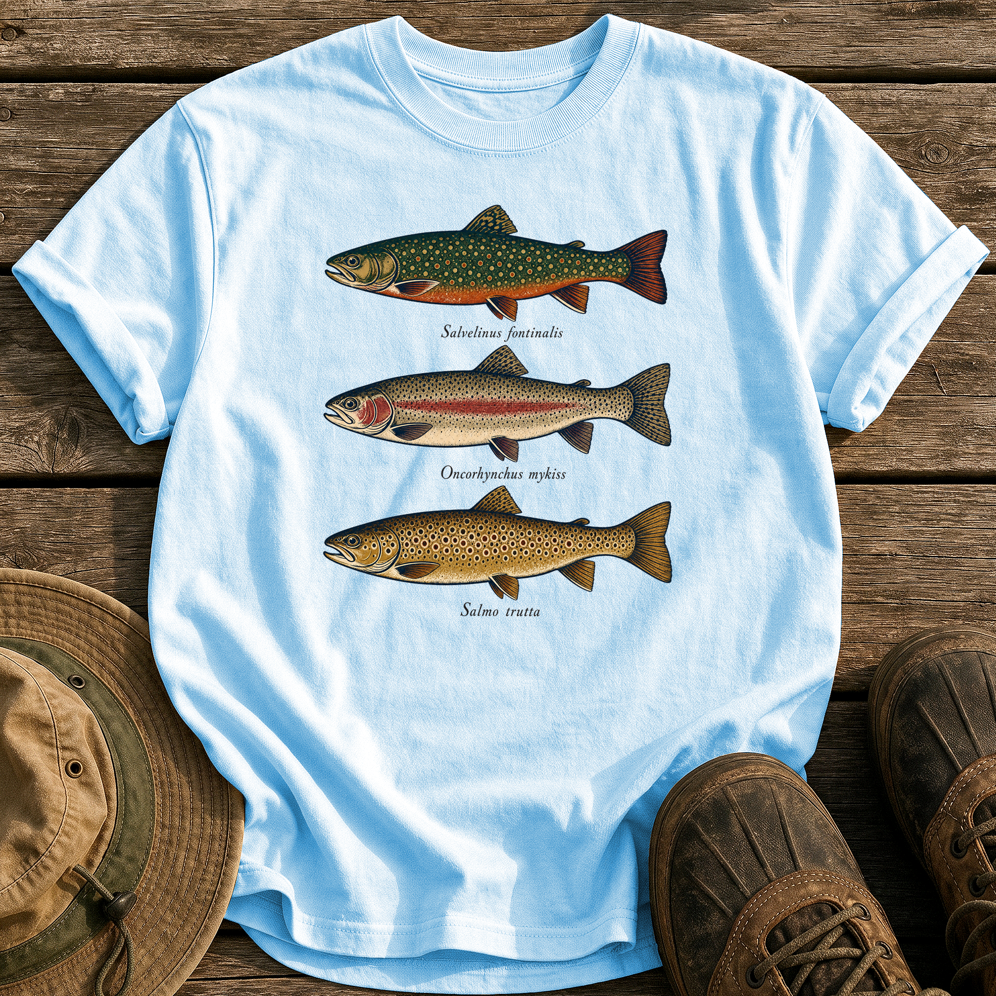 Trout Field Guide tee - Chambray - front