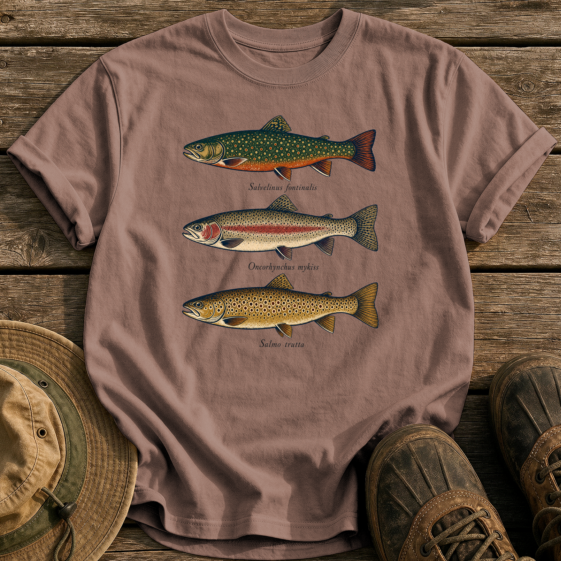 Trout Field Guide tee - Espresso - front
