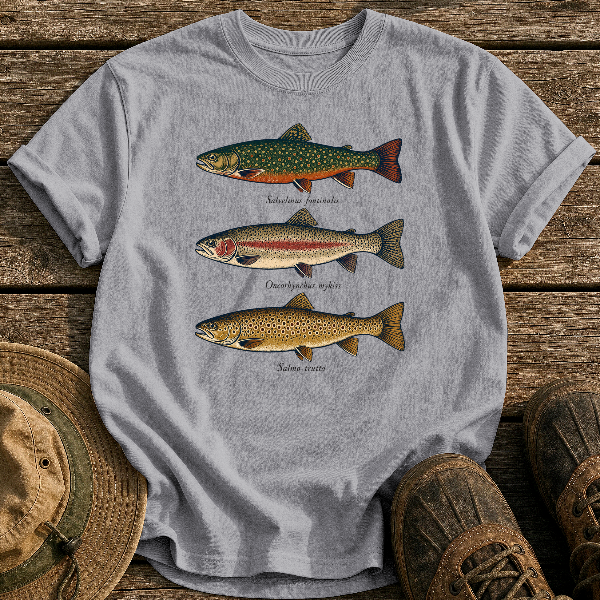 Trout Field Guide tee - Grey - front