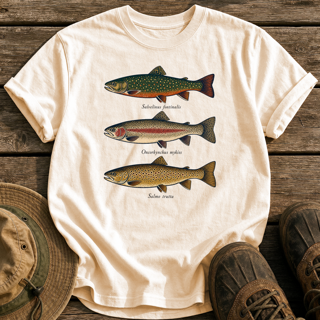 Trout Field Guide tee - Ivory - front