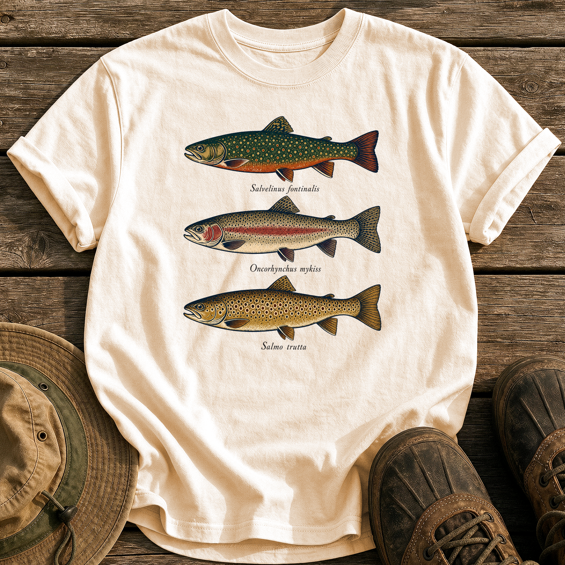 Trout Field Guide tee - Ivory - front
