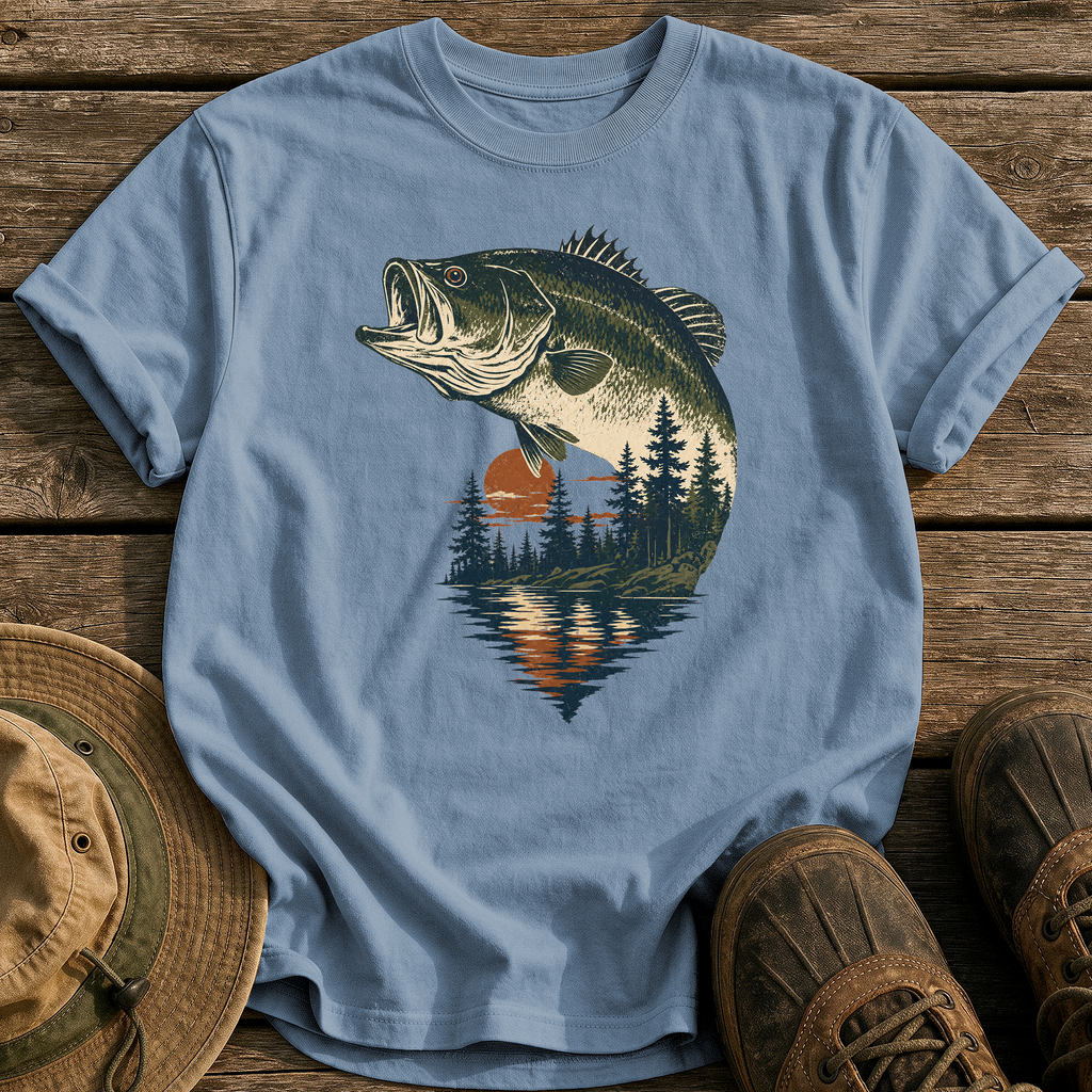 Bass & Pines At Dusk tee - Blue Jean - front