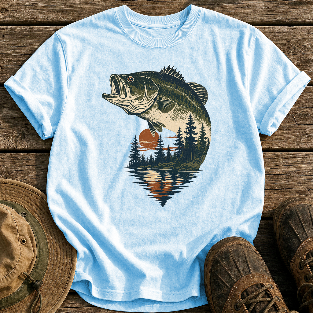 Bass & Pines At Dusk tee - Chambray - front