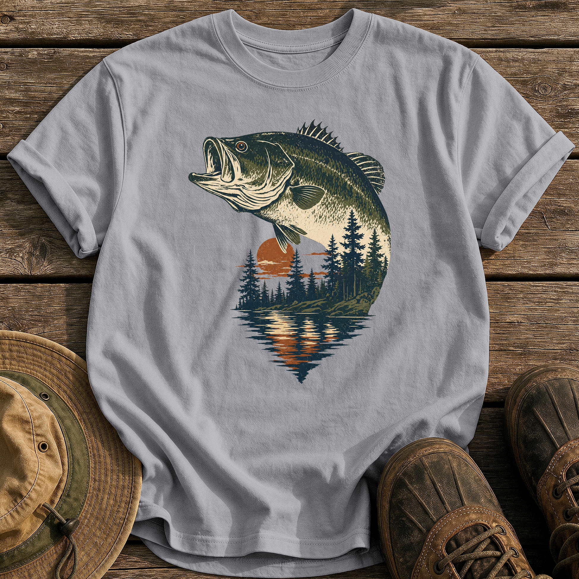 Bass & Pines At Dusk tee - Grey - front