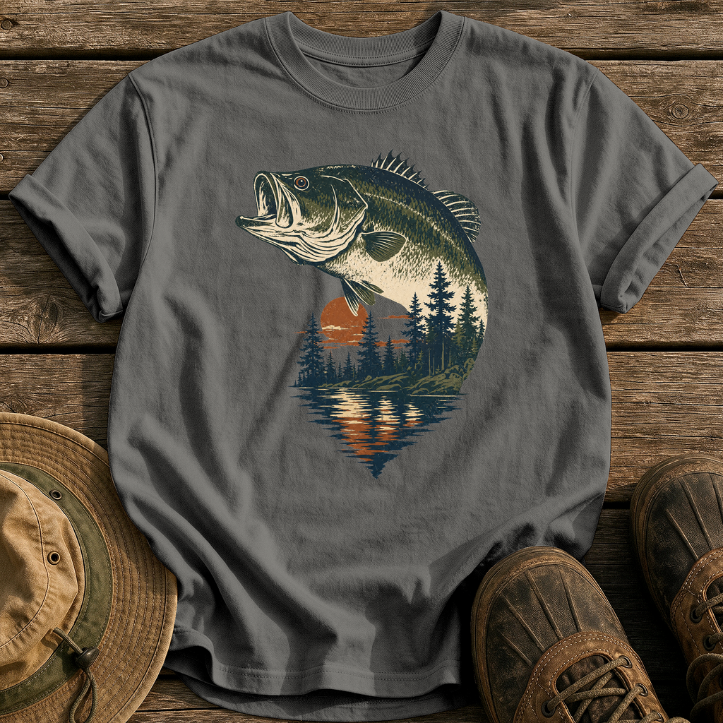 Bass & Pines At Dusk tee - Pepper - front
