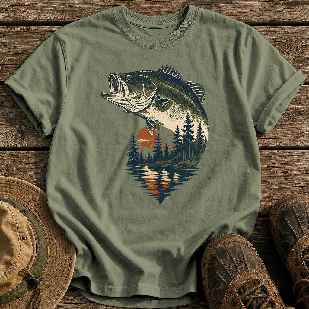 Bass & Pines At Dusk tee - Sage - front