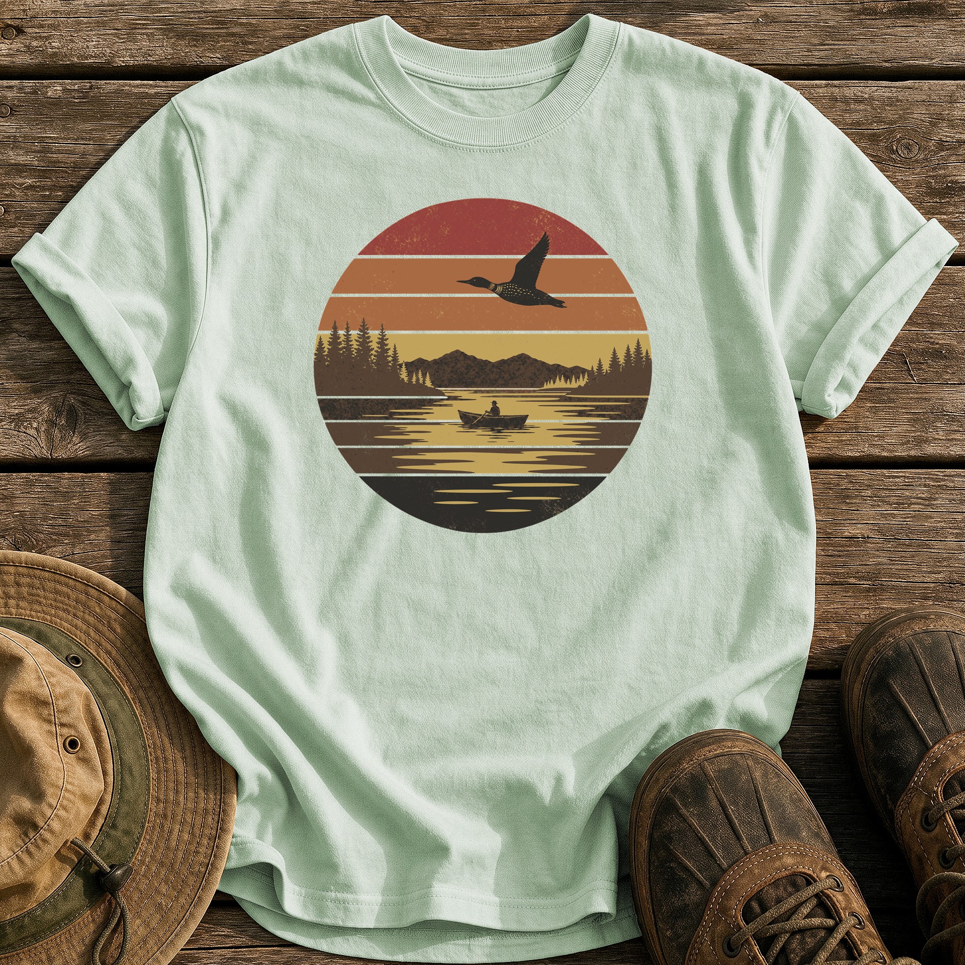 Vintage Sunset Lake tee - Bay - front