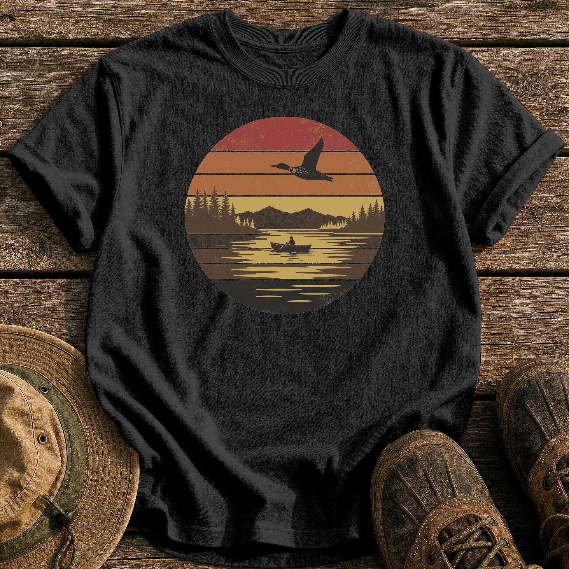 Vintage Sunset Lake tee - Black - front