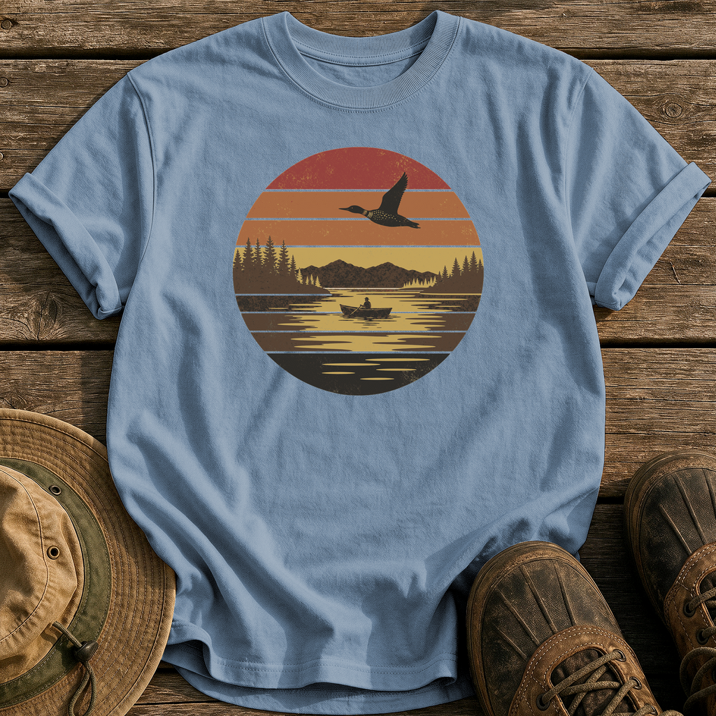 Vintage Sunset Lake tee - Blue Jean - front
