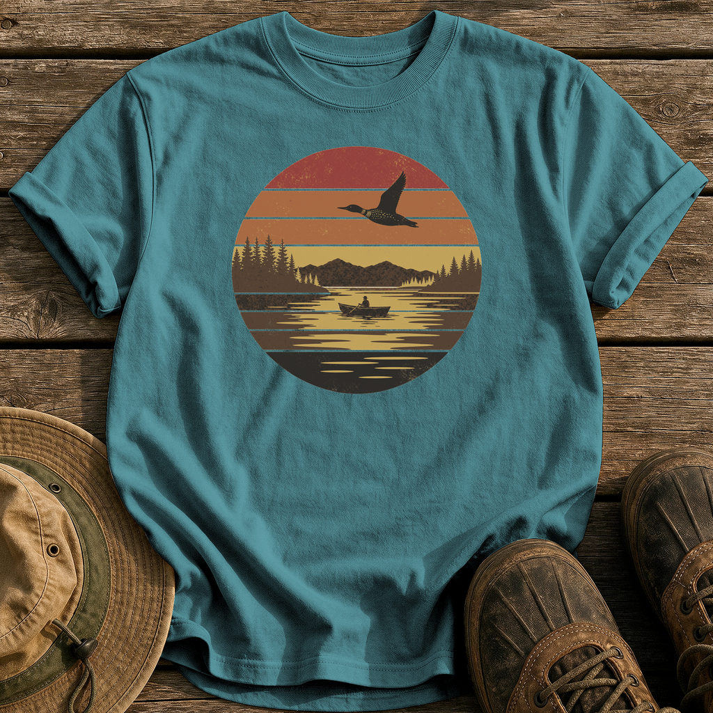 Vintage Sunset Lake tee - Blue Spruce - front