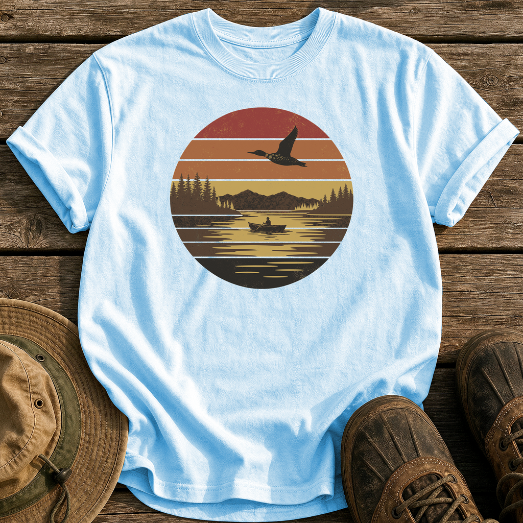 Vintage Sunset Lake tee - Chambray - front