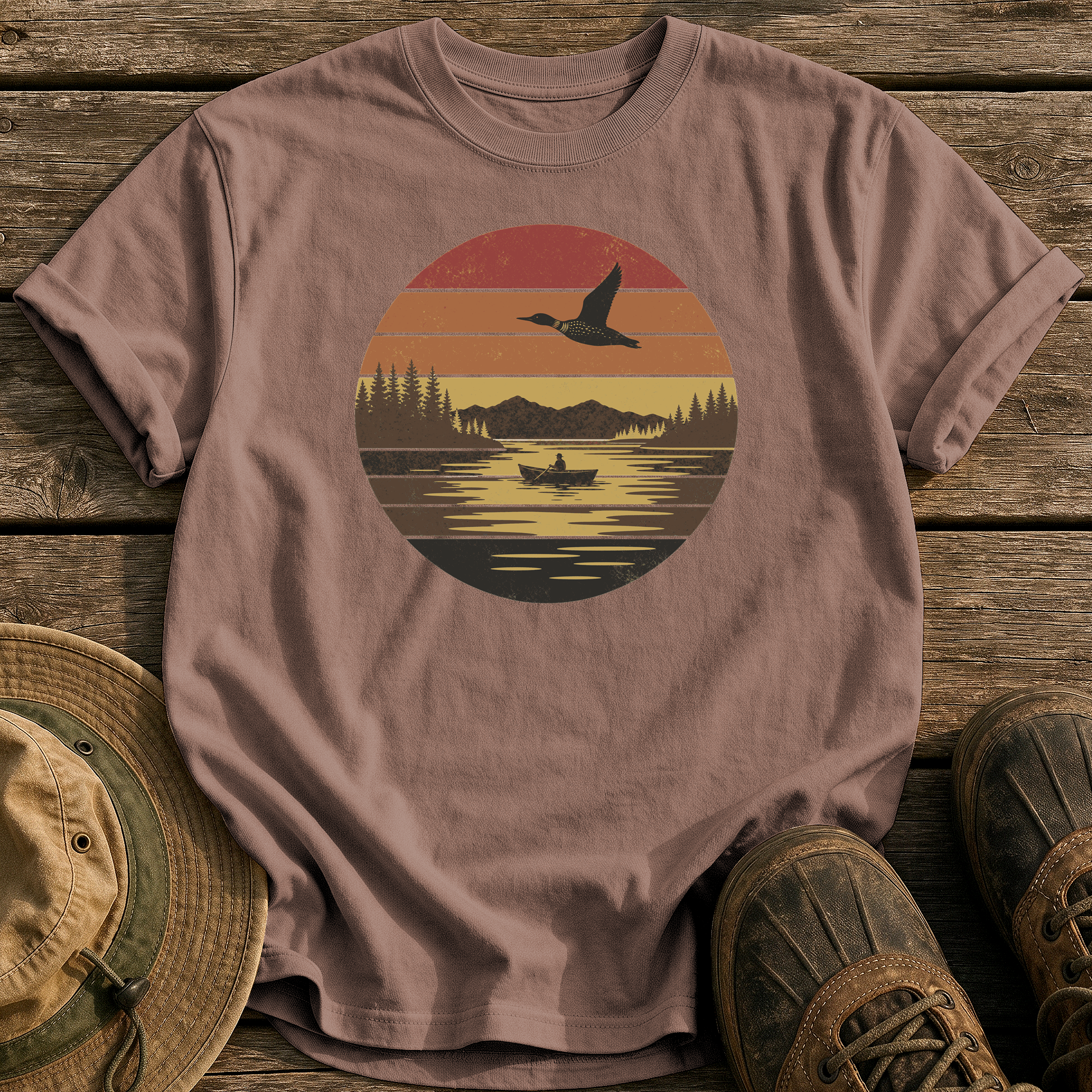 Vintage Sunset Lake tee - Espresso - front
