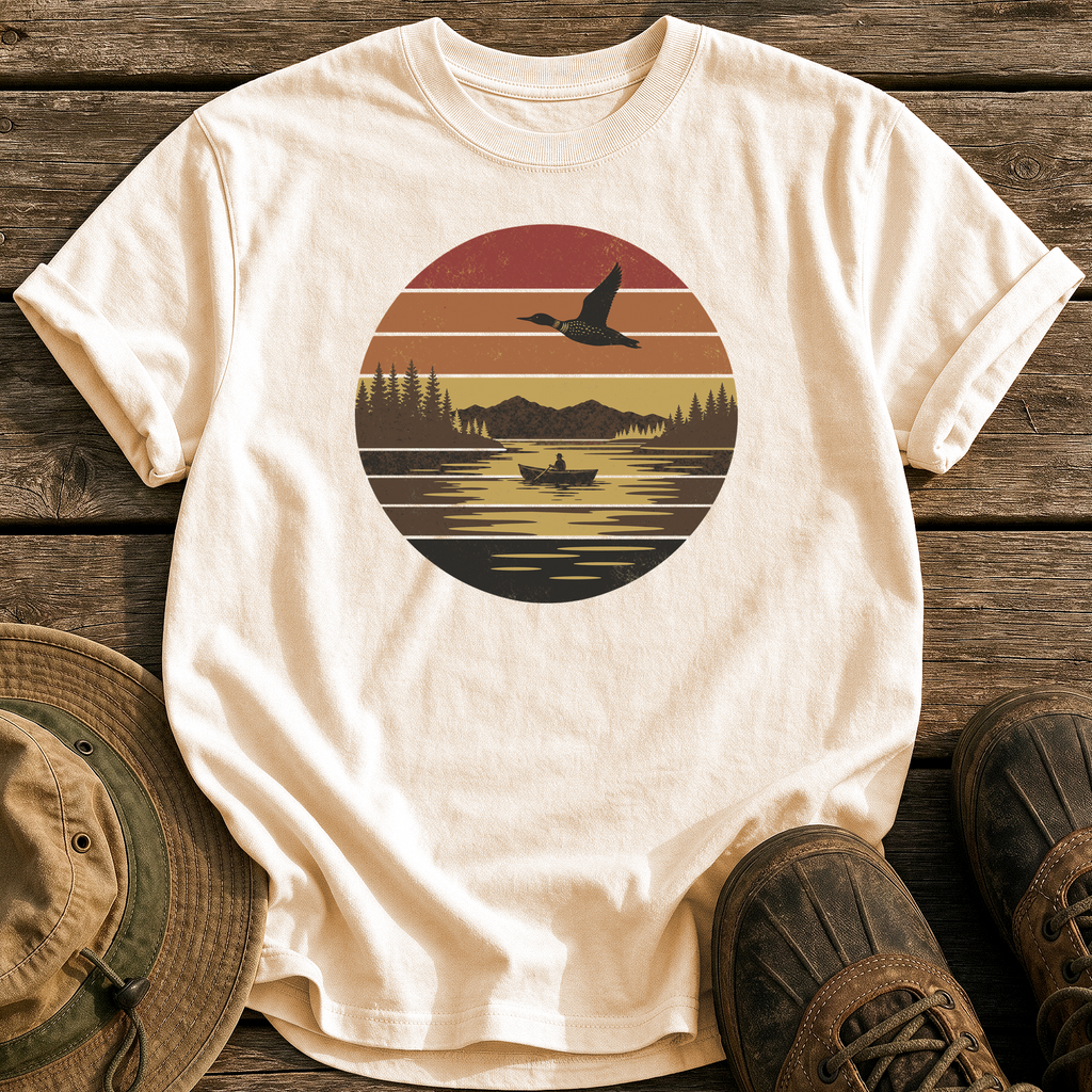 Vintage Sunset Lake tee - Ivory - front