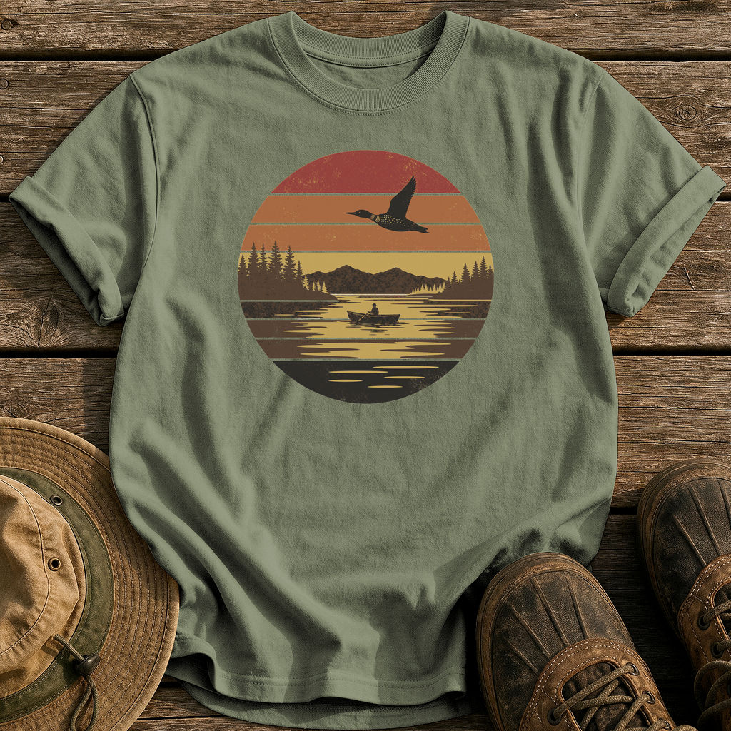 Vintage Sunset Lake tee - Sage - front