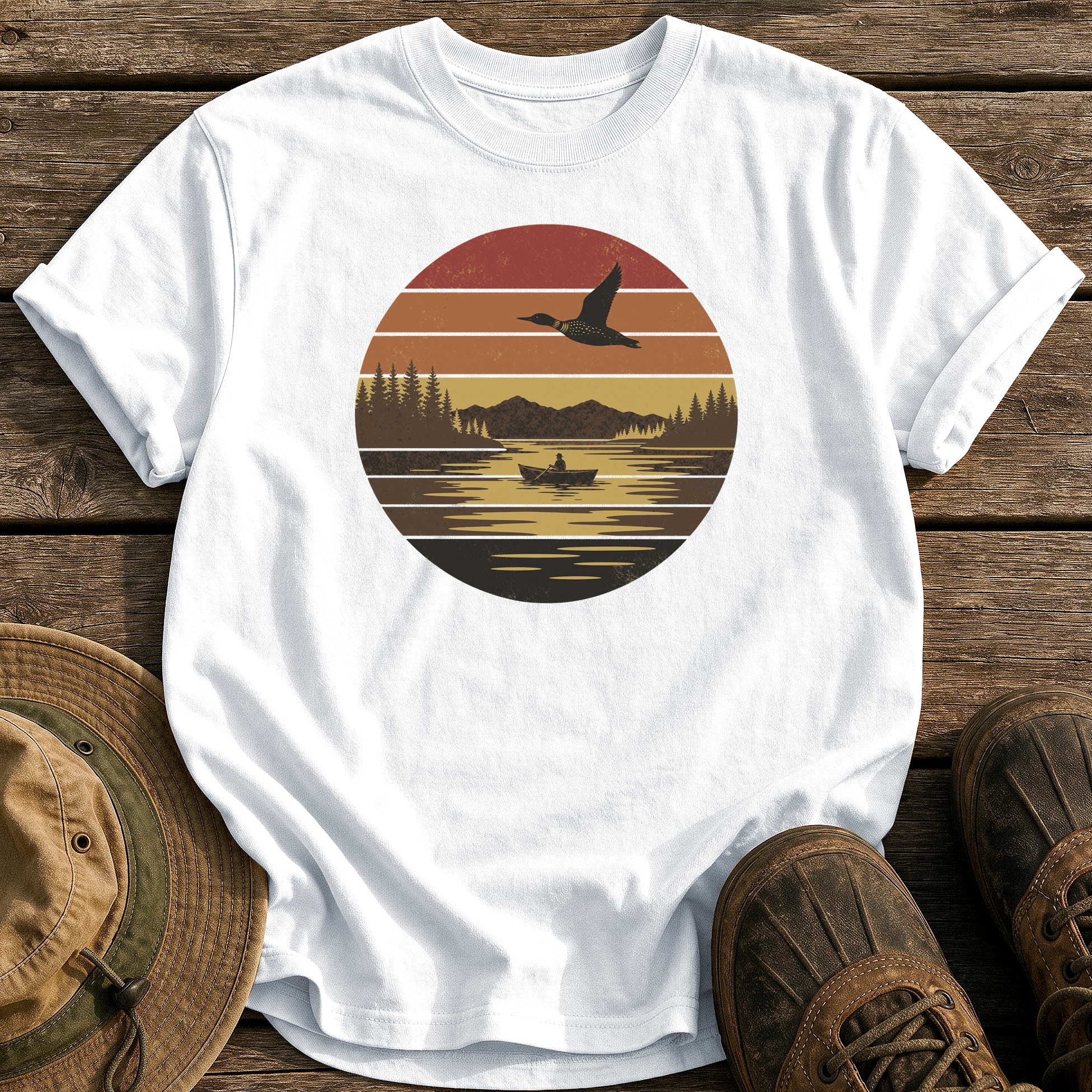 Vintage Sunset Lake tee - White - front