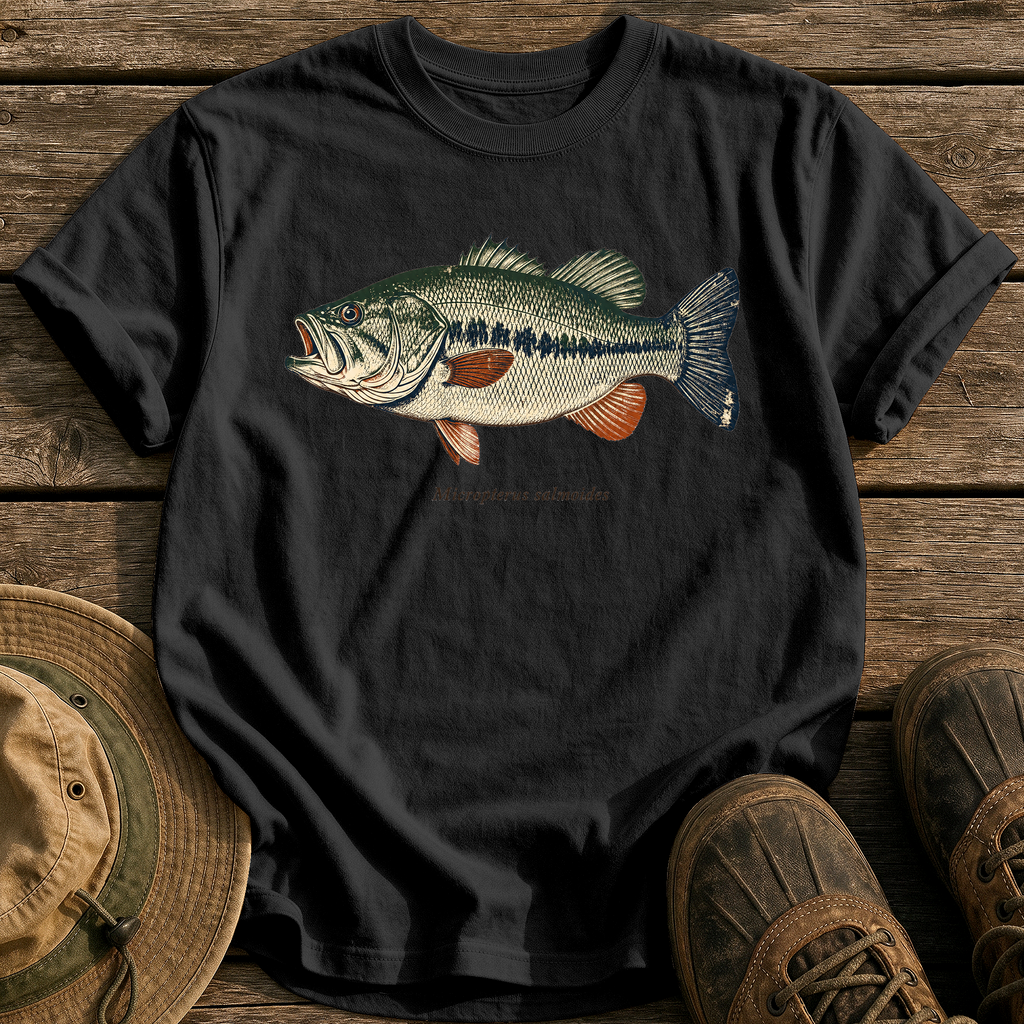 Micropterus Salmoides Largemouth tee - Black - front