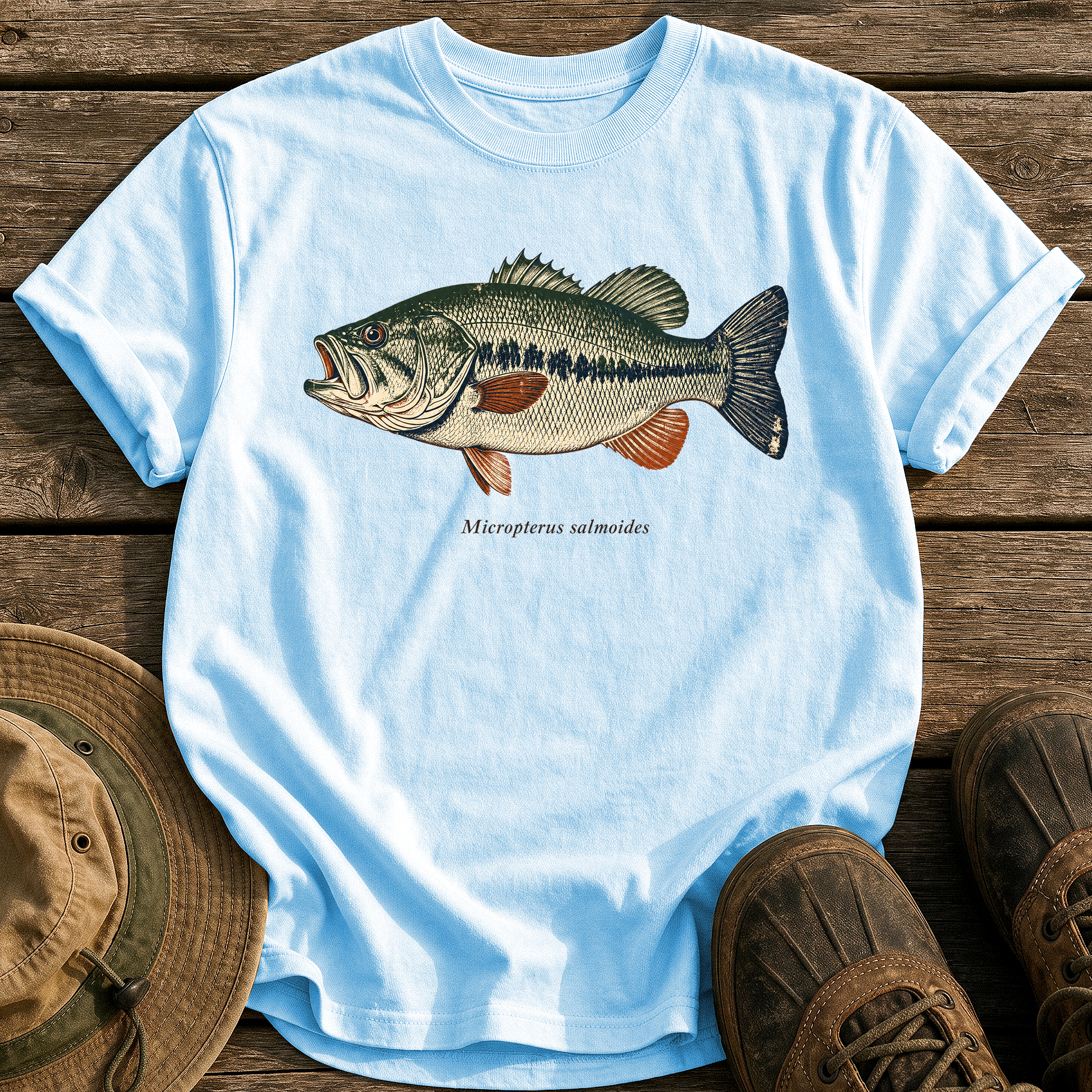 Micropterus Salmoides Largemouth tee - Chambray - front
