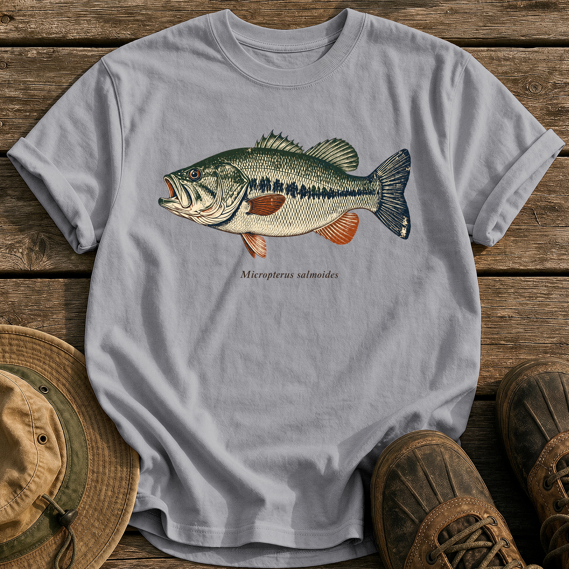Micropterus Salmoides Largemouth tee - Grey - front