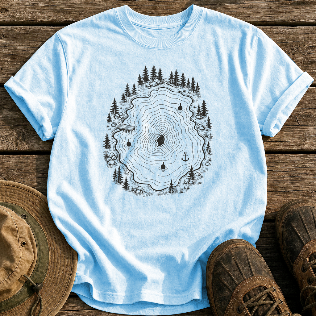 Topo Lake Map tee - Chambray - front