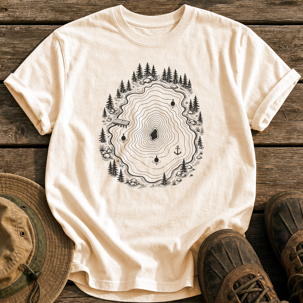 Topo Lake Map tee - Ivory - front