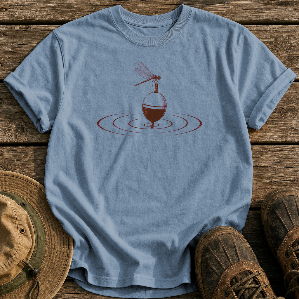 Dragonfly on the Bobber tee - Blue Jean - front
