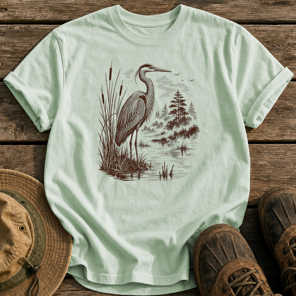 Heron at Dawn tee - Bay - front