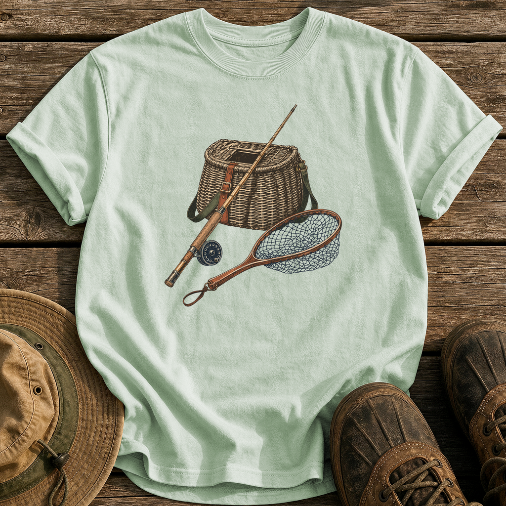 Classic Creel & Fly Rod tee - Bay - front