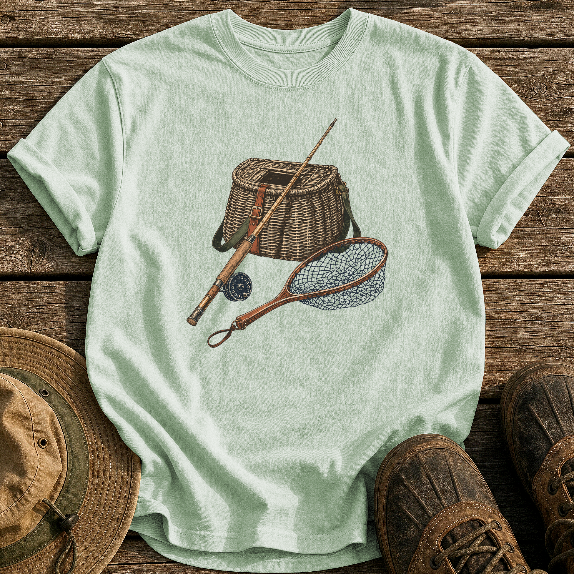 Classic Creel & Fly Rod tee - Bay - front