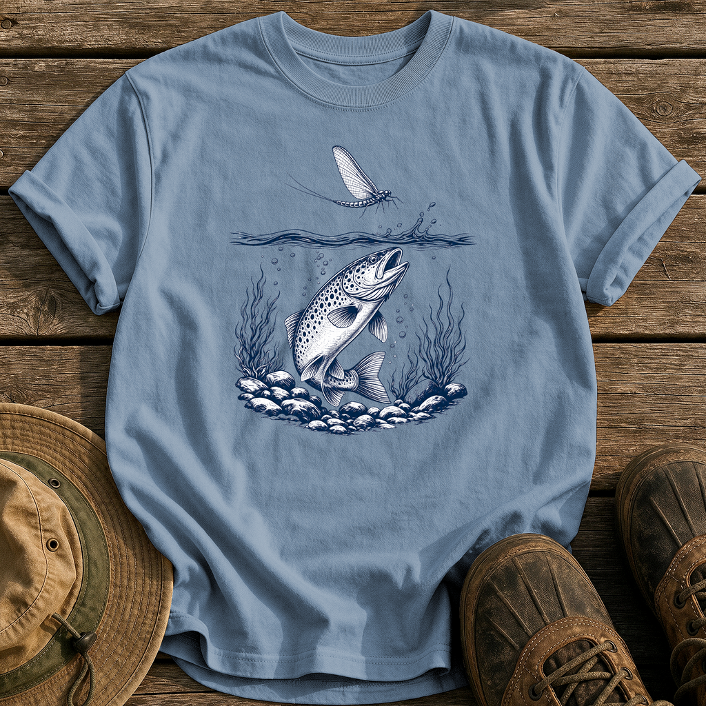 The Rise tee - Blue Jean - front