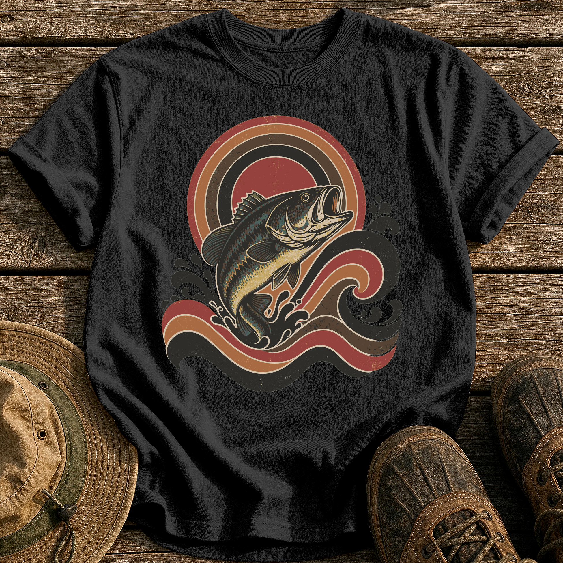 Retro Wave Bass tee - Black - front