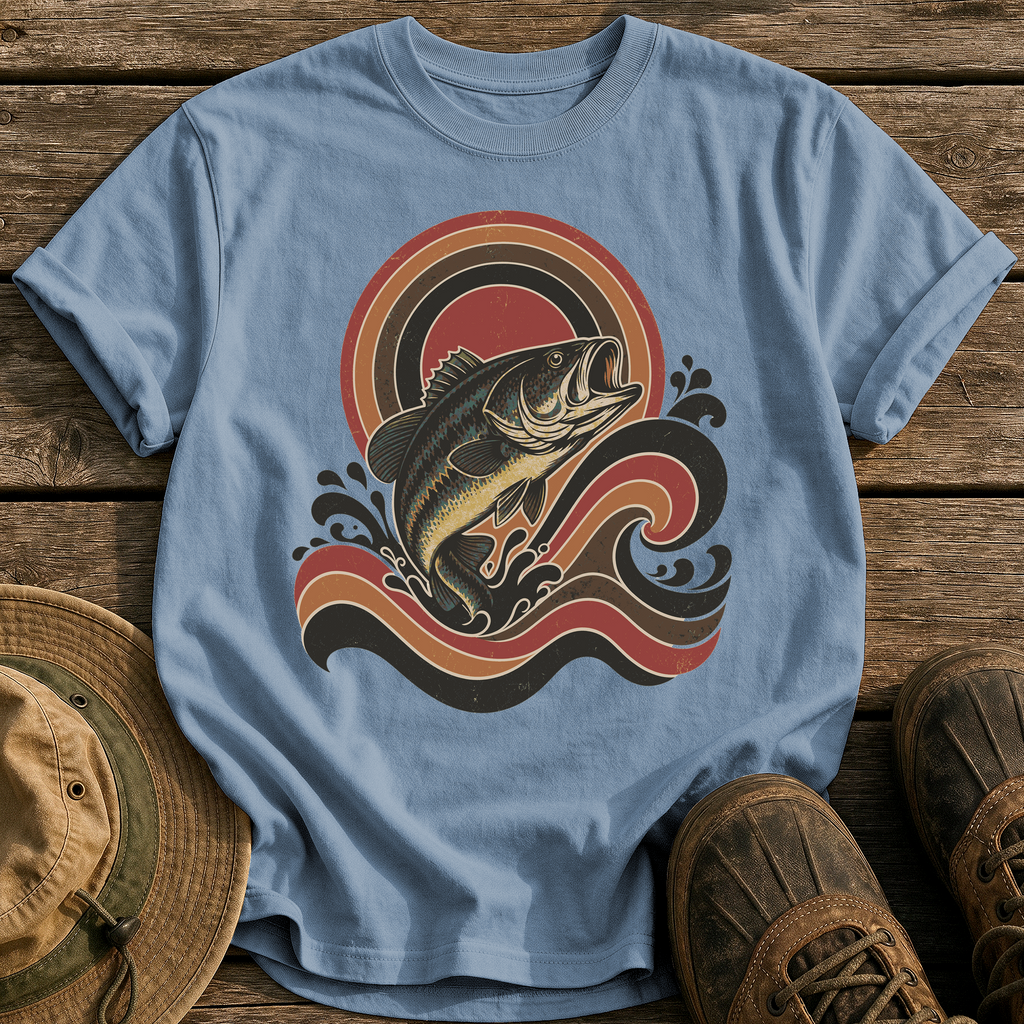 Retro Wave Bass tee - Blue Jean - front