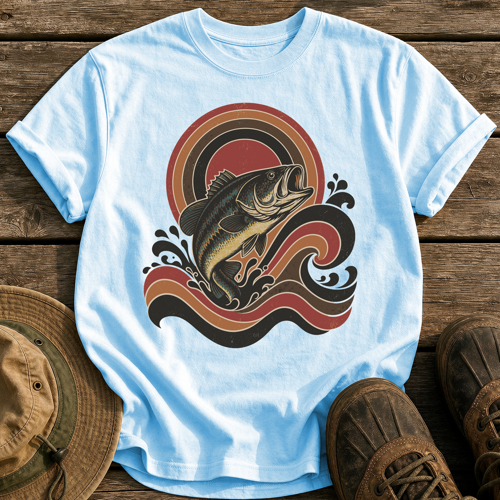 Retro Wave Bass tee - Chambray - front