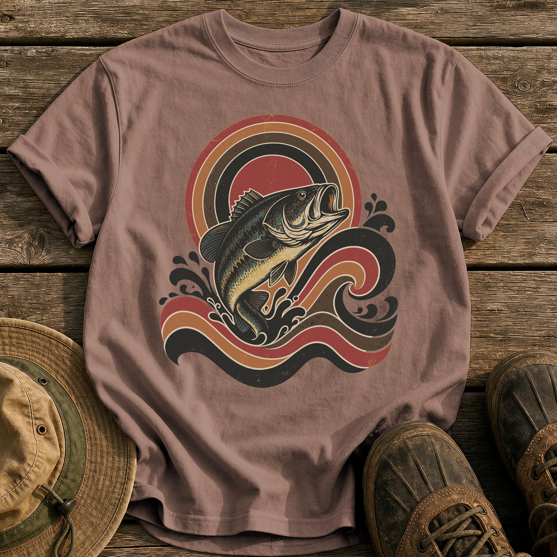 Retro Wave Bass tee - Espresso - front